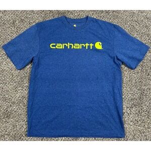 Carhartt Spellout Short Sleeve T-Shirt Blue Original Fit Men's Sz Large